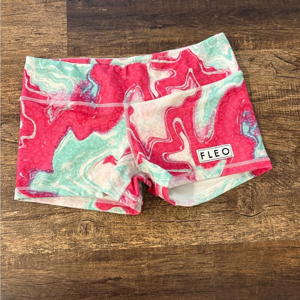 Fleo Pink and Green Swirl Shorts